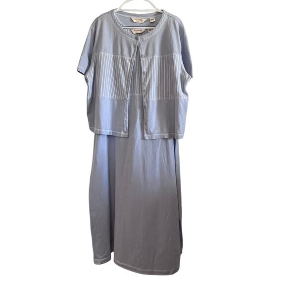 Béchamel II 100% Cotton Blue Dress & Button-Up Cover-Up Set Size 1X & 2X - Picture 2 of 14